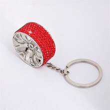 AD 1pc Rhinestone Embellished Zinc Alloy Car Wheel Key Chain, Automotive Key Fob Accessory - A - View 4