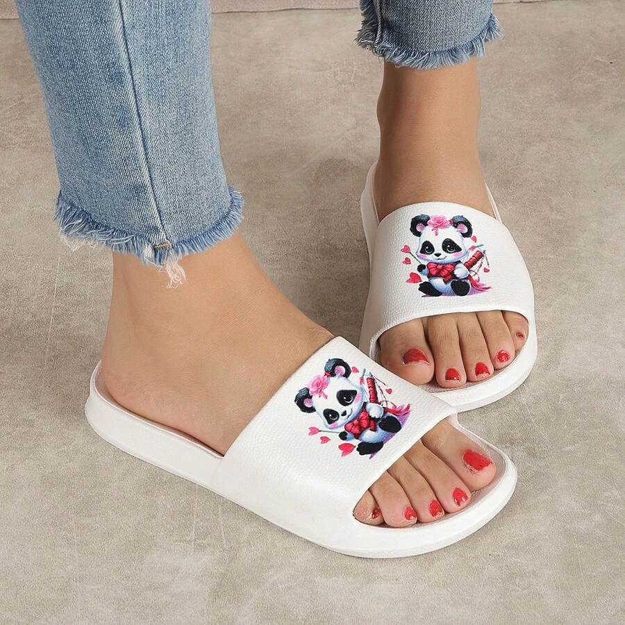 Sandalias de plástico de moda para mujer, sandalias casuales de verano, sandalias suaves y antideslizantes con diseño de dibujos animados lindos, blancas, para ducha, baño y playa - Kung Fu Blanco - Ver 1
