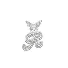 Silvery Women Necklaces - A-Z Initial Butterfly Pendant Necklace & Bracelet Set, Personalized Cuban Link Jewelry For Women, Rhombus Cuban Link Chain, Cursive Letter Jewelry Gift