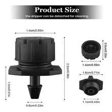 Aspersores de goteo de riego ajustables de 150 1/4 pulgadas, que se pueden usar ampliamente para el riego de invernaderos, invernaderos, árboles frutales, uvas, viveros y otros cultivos. - Negro - Ver 2