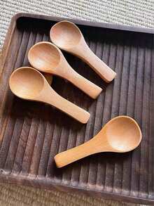 10pcs Long Handle Spoons For Eating Soup, Coffee, Honey, Jam And Other Condiments, Perfect For Family Coffee And Serving Creative Dishes, Lightweight And Convenient To Use - Short Wooden Spoon - View 2