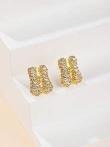 1 对泡泡首字母耳钉精致泡泡方晶锆石 26 个字母 A-Z 个性化名字耳钉情人节珠宝生日礼物适合女士和女孩 - 耳環 - 查看 30