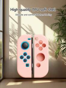 兼容 、TPU 软壳、Switch 保护套、兼容 Switch NS/Switch OLED、通用控制器保护套、多种颜色组合可选、Switch 游戏配件、游戏控制器配件、粉色、防摔、防滑、防刮 - 彩色 - 查看 3