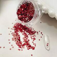 迷你心形美甲配件，心形图案，1件/6件套装，金色、银色、红色、黑色、白色，1件高光泽，适合夏季女孩户外美甲装饰，适合个人使用和美甲沙龙使用。 - 彩色 - 查看 6