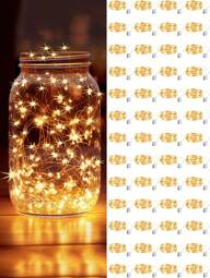 20pcs-Fairy Lights Battery Operated LED Mini String Lights Twinkle Lights Copper Wire Firefly Starry Lights For Mason Jars Wedding Party Christmas Centerpiece Table Decorations, LED Fairy Lights, 100cm Silvery Wire String Mini Lights For Bedroom, Wedding, Mason Jar, DIY Crafts, Christmas Wreath, Party Decorations, Yellow Light,Fairy Lights Battery Operated String Lights Mason Jar Lights Silvery Wire Light Fireflies DIY Party Wedding(Warm White)