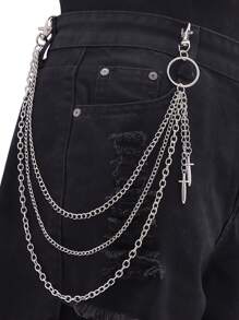 1pc Fashion Pendant Multi-Layer Metal Pants Chain, Suitable For Casual Wear, Outdoor, Sports, Vacation, Travel, Graduation Gift, Party Outfit Accessory