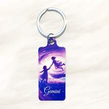 1pc Fashionable 12 Zodiac Sign Style Iron Painted Printed Double Sided Keychain Key Ring Bag Accessory, Suitable For Unisex Gift - Multicolor - View 18