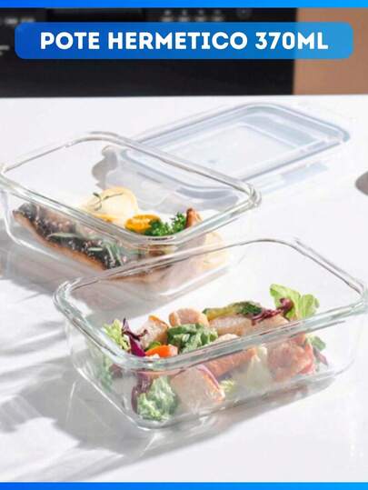 Kit Com Potes De Vidro Com Tampa Hermética 370ML/640Ml/1040ML/1520ML