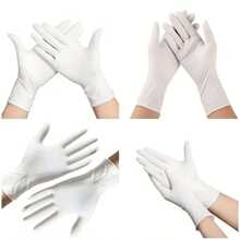 100pcs Disposable Nitrile Gloves (White) Latex-Free, Super Durable Multi-Purpose Securely Bagged For Damage-Free Transport Ideal For Kitchen, Tattoo, Hair Dyeing, Pet Care, Beauty Home Cleaning(Prevent Damage By Bagging)