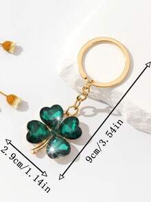 1 件时尚奢华四叶草形钥匙扣吊坠，饰有水钻和玻璃，适合女性作为日常配饰或学校礼物背包水钻汽车配件可爱哥特 Y2k - 彩色 - 查看 8