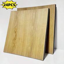 Set de 12/24 adhesivos de suelo de vinilo autoadhesivos retro de grano de madera 3D, resistentes y gruesos, impermeables y removibles para renovar dormitorio, baño, cocina, encimera, muebles. Fácil de cuidar, apropiado para decoración de pared de dormitorio, baño, comedor, cocina, material de renovación del hogar - Multicolor - Ver 11