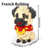 Bloques de construcción con partículas de tamaño micro de la serie de mascotas perro, un juguete que ejercita los dedos y la capacidad de pensamiento, apropiado para principiantes en bloques de construcción como regalo, 1 pieza