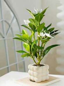 21-40cm Tall Artificial Azaleas Plants Tropical Banyan Branch Plastic Green Magnolia Leaves With Flowers Faux Palm Plants For Home Garden Office Kitchen Decor Without Pot 1pc