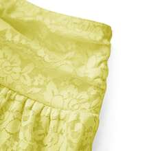 Women Tiered Ruffled Short Skirts Floral Lace Sheer Mid Rise Lined Cute Flowy Mini Skirts - Yellow - View 5