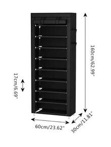 Shoe Rack Shoe Organizer 9 Levels Compartments Metal Color Gray - Black - View 4