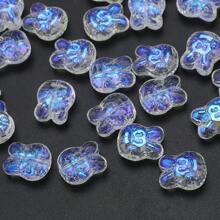 30 peças de contas de vidro de coelho de desenho animado de 10*12 mm, contas galvanizadas com tema de animais para fazer joias faça você mesmo, chaveiro, decoração de celular, colar, pulseira, pingente