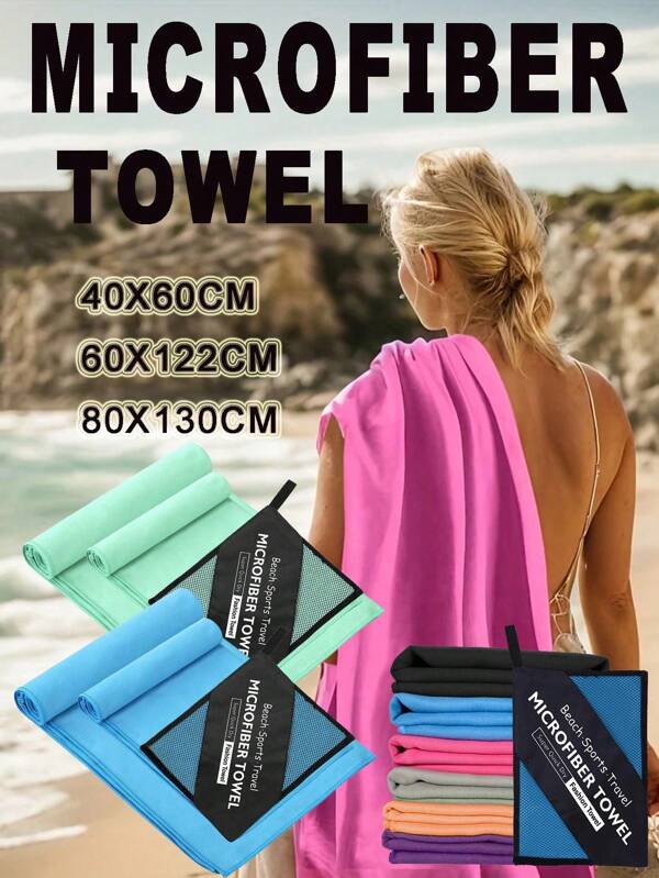 Toalla de playa de microfibra ultra suave y sin arena - Secado rápido, súper absorbente y ligera, esencial de viaje compacto para campamento, gimnasio, yoga, senderismo, natación, de uso múltiple para playa, piscina, barco, crucero, autocaravana, excursiones, picnics, fitness y aventuras al aire libre - Portátil diario para deportes, viajes familiares, baño, montañismo y talla grande, accesorios de playa, flotador de piscina