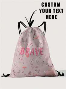1pc Customized Name Graphic Drawstring Backpack, Can Be Customized According To Your Unique Design, Very Suitable For Children And Teenagers, Print Your Own Name Or Print Your Sister's And Classmate's Names As A Gift For Them Back To School Winter Gift Ideas Boy Girl Valentine's Day, Multi-Functional, Ornamental, Letter, Stylish, Modern, Colorful, Kawaii, Adorable, Cute, Casual, Custom, Personalized, Unique, Customized, Son, Daughter