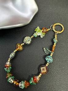 Vintage Beauty Beaded Phone Strap, Boho Style Unique Design Fashion Handbag/Key Chain Accessory For Women - Multicolor - View 3