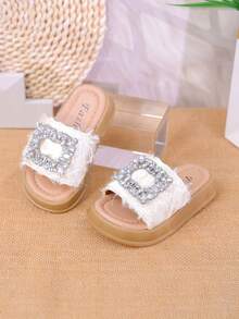 Spring/Summer New Girls Rhinestone Bohemian Style Thick Sole Sandals, Fashion Children Flat Princess Shoes, Toddler/Big Kid - Beige - View 3