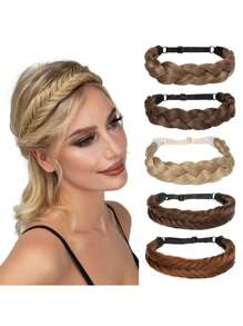 Adjustable Wig Headband Braid Hair Accessories, Heat Resistant Synthetic Fiber Fishbone Braid, Rope Braid