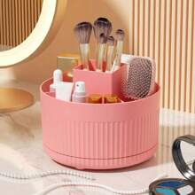 1pc Desktop Rotating Makeup Brush Holder Organizer, For Storing Eyeshadow, Lipstick, Brushes, Convenient For Small Tools, Knives, Eyebrow Pencils, Razors, Office Supplies, Suitable For Home & Cosmetic Organization,For Holiday Beach, Bathroom Collection, Bedroom Collection, Large Capacity