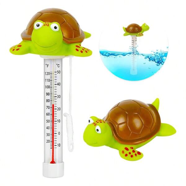 Grand thermomètre flottant de piscine en forme de tortue, facile à lire la température de l'eau pour la piscine et le spa intérieurs et extérieurs