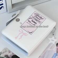 Blush Heart & Bow Decor Kpop Instgram Cute Girls Card Holder, Grid Pattern Mini Card Album, Style 3 Inch Album With 20pcs Double-Sided Inserts,Back To School,School Supplies