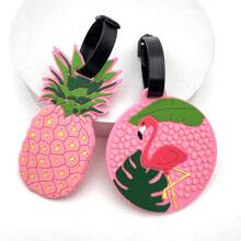 1pc/2pcs Pink Pineapple Flamingo Luggage Tag Pendant, Unisex Name Label For Business, Travel, Airport Luggage/Bag ID Card