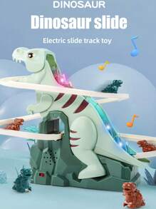 Dinosaur Climbing Stairs Electric Track Assembled Pretend Play Set With Music, Lights, Educational & Entertaining Slide Adventure Playset, Suitable For Boys/Girls Birthday Gifts, Parent-Child Interaction