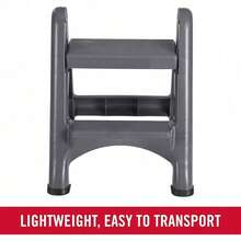 Taburete Plegable de Dos Pasos (Capacidad de Carga de 136 kg, 53 cm x 53 cm de Profundidad x 18 – 7/8 Pulgadas) - Gris - Ver 2