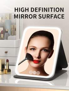 OBOVAY 1pc LED Makeup Mirror With Adjustable Brightness Lighting, Suitable For Home, Bedroom, Desk, Travel, Portable Vanity Mirror, 1000mAh - Multicolor - View 8