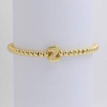 1pc Bubble Bead Alphabet Letter Bracelet 26 Letters A-Z Personalized Name Gift For Women, Chic Jewelry - Gold - View 5