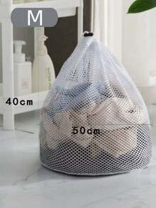 1个装加厚粗网洗衣袋，带细粗丝拉丝，适用于洗衣机，带抽绳的网状洗衣袋，白色涤纶大号洗衣机袋