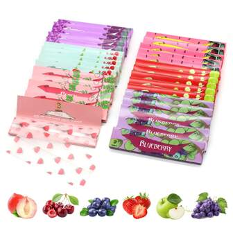 1 Set Variety Flavor Smoking Paper Kit, Includes 6 Flavor Cigarette Papers, 110mm Rolling Papers, 120mm 3-Hole Filter Tips, 116mm Rolling Machine, Suitable For Home Use, Parties, Gifts For Birthday, Holiday