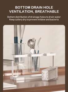 Kitchen Counter Utensil Holder, Large Capacity Storage, Tidy Kitchen Space, Vertical With Drip Tray