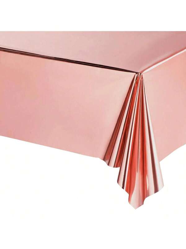 Mantel rectangular de 137 x 183 cm de color dorado rosa, mantel desechable de plástico brillante y resistente al agua para decoración de fiesta de cumpleaños, boda, aniversario y compromiso