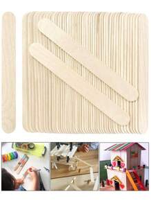 100Pcs Craft Sticks Ice Cream Sticks Natural Wood Popsicle Craft Sticks 5.9 Inch Length Treat Sticks Ice Pop Sticks For DIY Crafts,Wax Hair Removal Stirring Rod,Home Art Projects, Classroom Supplies, Building Models, Handicrafts And Creating Craft Projects