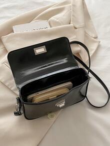 Fashionable Solid Color Shiny Handbag, Street-Style Messenger Bag, Simplistic Commuter Ladies Small Square Bag - Multicolor - View 6