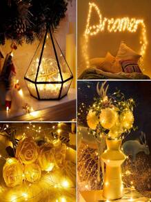20 pièces - Guirlandes lumineuses à piles LED Mini Fairy Lights Clignotantes Fil de cuivre Lucioles Lumières scintillantes pour bocaux en verre, mariage, fête, centre de table, décorations. Guirlandes lumineuses LED de 100 cm avec fil argenté pour chambre, mariage, bocal en verre, DIY, couronne de Noël, décoration de fête (blanc chaud)
