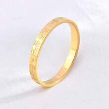 1 pièce Bague en acier inoxydable avec motif tournesol, placage en titane 18 carats fin