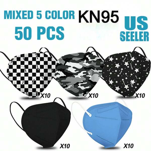 50pcs Of KN95 Face Masks With 5 Layers - Breathable And Designed For Comfort. Featuring Cozy Resilience Earloops, These Disposable Masks Offer Excellent Protection. Ideal For Daily Use In Public Spaces, Commuting, And Outdoors. Perfect For Those Seeking High - Quality, Reliable Protection. Great For Bulk Purchases And Makes A Practical Safety Gift. Essential Protective Gear For A Peace Of Mind In Any Situation.