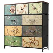 9-Drawer Fabric Dresser, Tall Storage Tower For Bedroom, Hallway, Entryway, Closet, Chest Organizer Unit With Fabric Bins, Steel Frame, Wood Top, Easy Pull Handle - Nhiều màu - Xem 2