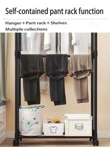 1pc Large Size Portable & Easy-To-Move Clothes Hanger Rack, Suitable For Balcony, Floor-Standing Storage Rack For Clothes, Hat And Shoes
