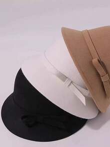 1 pezzo Berretto vintage da donna in stile francese, cappello cloche elegante, decorato con fiocco alla moda, adatto per feste, raduni e uso quotidiano, autunno/inverno