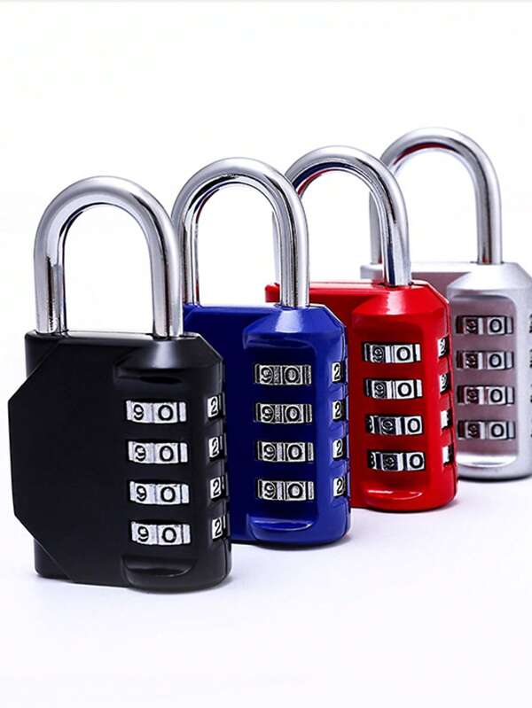 Set van 4-cijferige combinatiesloten voor opbergkasten, 2 stuks resetbare wachtwoordsloten voor schoolkluisjes, sportschool, deur en kast - zwart en zilver