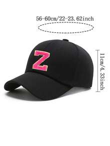 1 pièce Casquette de baseball réglable avec lettres de l'alphabet brodées pour enfants, chapeau de soleil décontracté unisexe, blanc os, pour les 8-16 ans - Noir - Voir 10