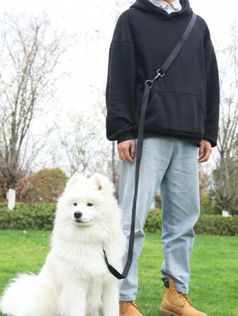 10ft/16ft/33ft Multipurpose Solid Color Pet Leash, Extendable Hands-Free Dog Leash, Durable Nylon Dog Training Leash, Suitable For Walking, Training And Outdoor Activities - Black