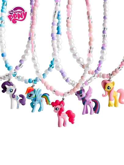 MY LITTLE PONY 1 pieza Collar con cuentas de dibujos animados lindos - Colgante de personaje, decoración de Acción de Gracias, Navidad, cumpleaños, Halloween, regalo creativo, recuerdo de boda, amante del anime, decoración del hogar adecuado para regalo de fiesta, hogar, suministros de fiesta, regalo para el Día de San Valentín, decoración y regalo de cumpleaños