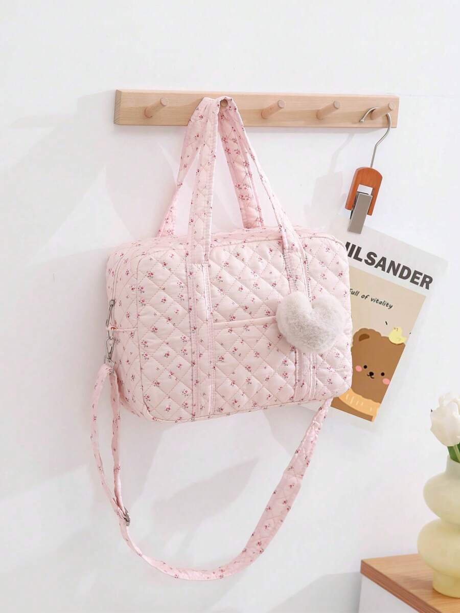 Floral Quilted Tote Handbag Multifunction Maternity Diaper Bag For Mom & Baby, Lightweight & Convenient Messenger Style (Accessories Not Included) Travel Storage Bag Travel Outfit Airport Travel Stuff Clothes Luggage Bag Christmas Gift Ideas Women Girls Xmas Gifts For Mum Birthday Gift Mom Friend Gym Bag Sport Bag Training Pack For Vacation Holiday Thanksgiving Day Thank You Gifts Valentines